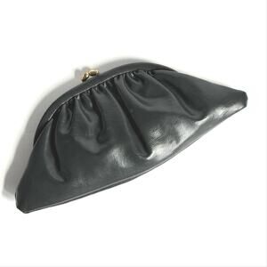 Julius Resnick JR Miami Vintage Clutch Bag Gray Leather Kiss Lock Coin Purse